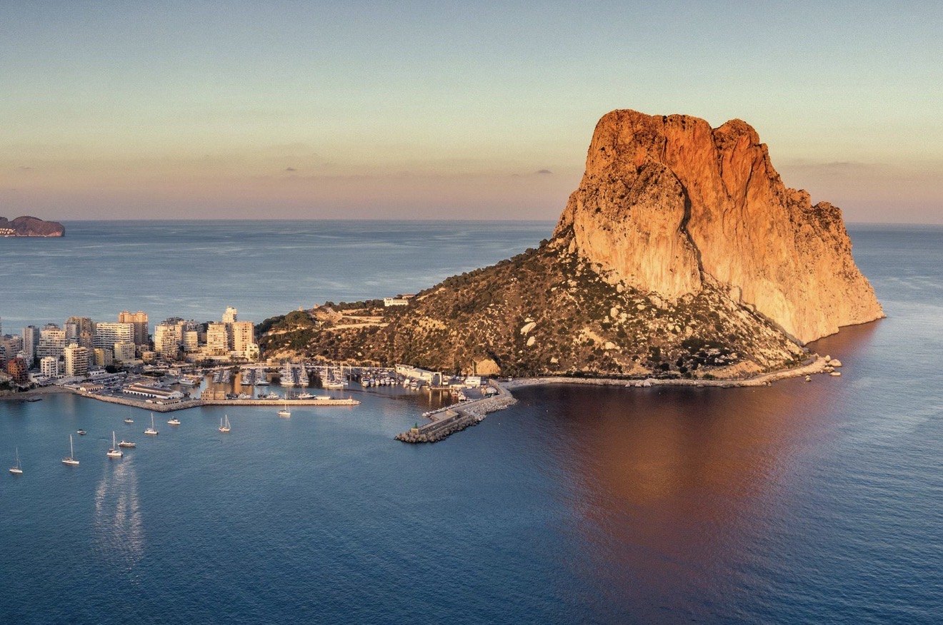 The Peñón de Ifach rising above the beaches and marina of Calpe