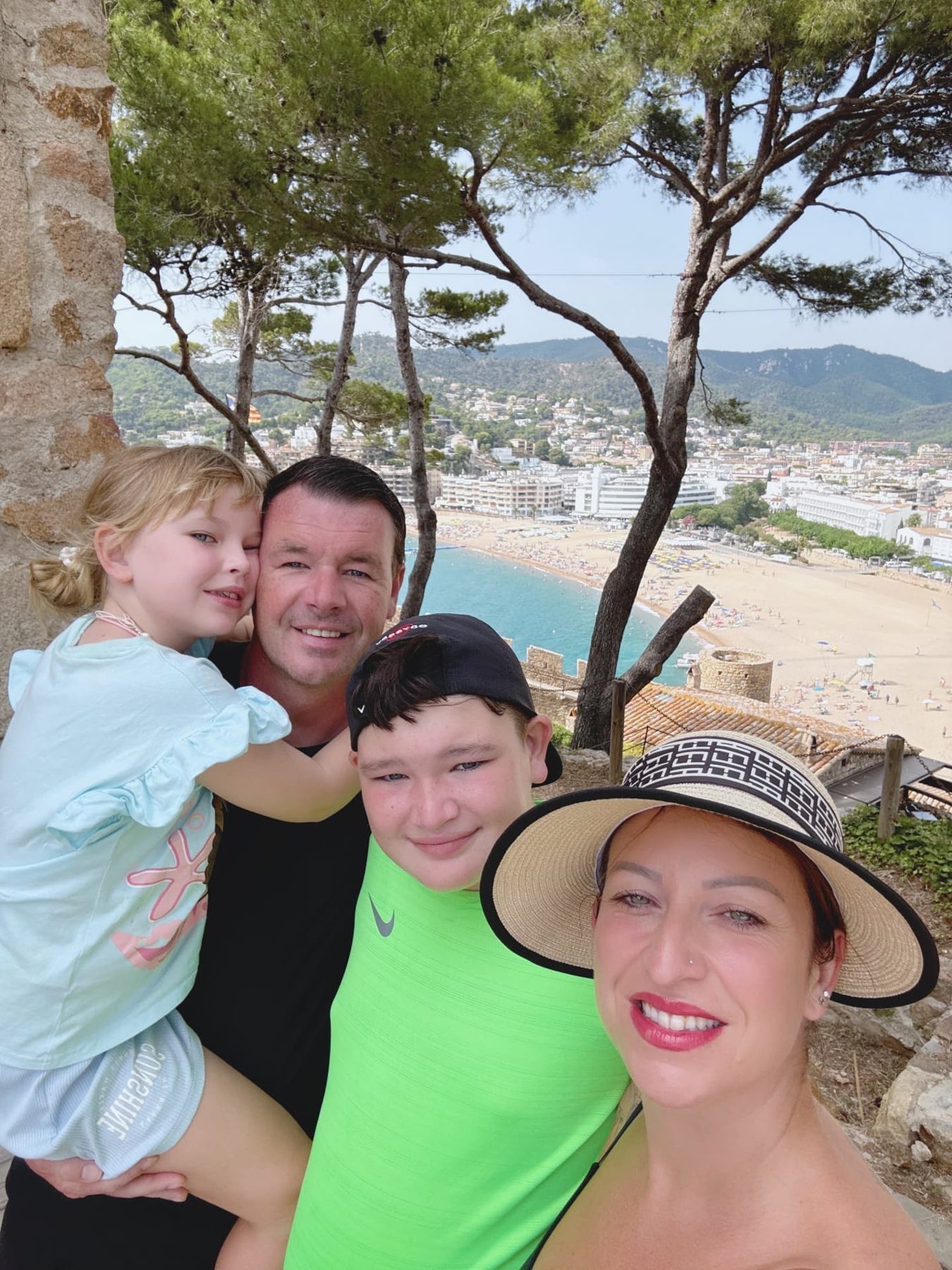 The four of us at the Vila Vella viewpoint above the beach at Tossa de Mar